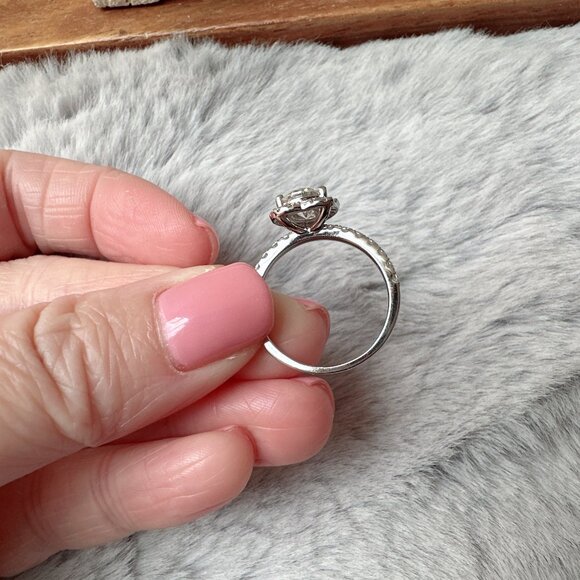 1.64ct Moissanite Heart 18k White Gold Plated Sterling Silver Ring - Picture 9 of 10